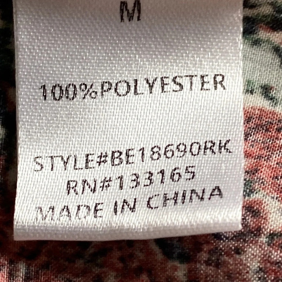 Everleigh Keyhole Smocked Satin Split Tie Neck Blouse Size M - Picture 8 of 9